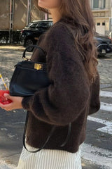 Minimalist Button Long Sleeve Christmas Cardigan