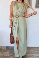 Robe midi trapèze à découpes ajourées