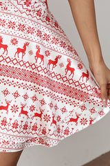 Sexy Christmas Print Tie-Waist Backless Mini Dress