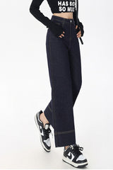 High Waist Cropped Straight Jeans
