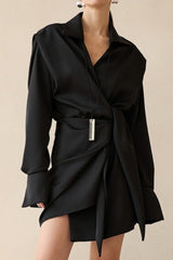 Asymmetric Satin Mini Dress