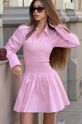 Pink Shirt Sleeve Mini Dress