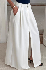 Jupe trapèze fendue taille haute