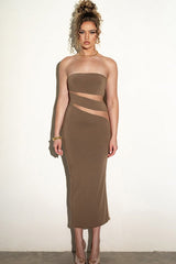 Strapless Cutout Bodycon Midi Dress