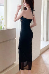 Robe midi moulante dos nu à diamants