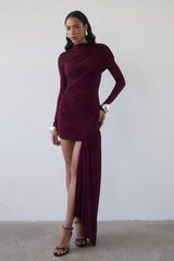 Robe mini moulante asymétrique à ruban froncé