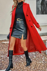 Veste d'extérieur chic de Noël en laine mélangée à revers croisés.