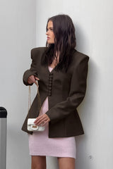 Slim Fit V Neck Blazer Coat