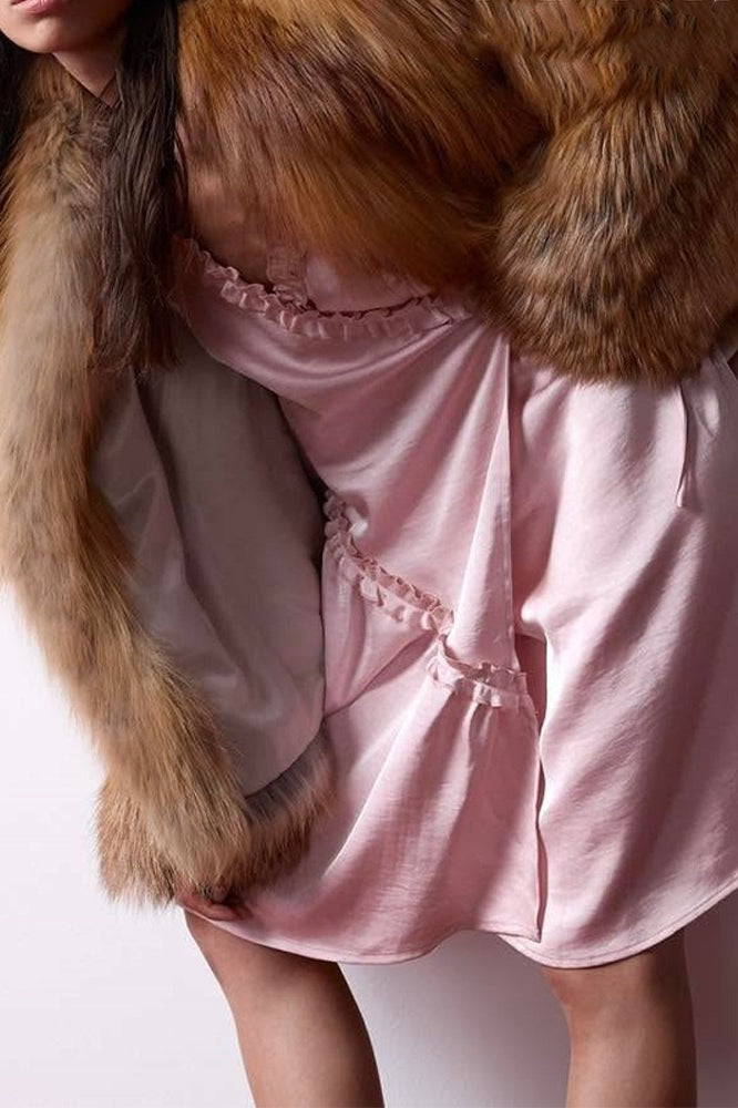 Elegant Solid Color Faux Fur Long Sleeve Coat