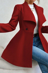 Veste d'extérieur de Noël en laine mélangée épaisse, à revers uni et à double boutonnage