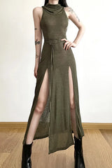 Robe midi à capuche ajourée