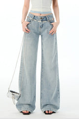 Low Rise Light Blue Straight Jeans