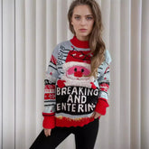 Jacquard Knit Thick Crew Neck Christmas Old Man Sweater Sweaters-L