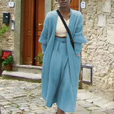 Manteaux d'automne-hiver chauds, col en V, maille côtelée unie, manches longues et poches.