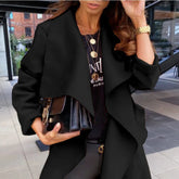 Manteaux d'automne-hiver européens et américains en laine, unis, à revers, manches longues et cravate.