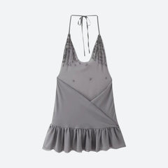 Robe mini boutonnée dos nu