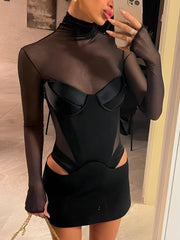 Robe mini transparente à découpes Baddie