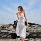 Beach Solid Color Cutout Beach Bikini Swimsuit Blouse Sun Protective