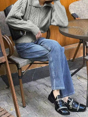 Twist lapel neck zip up cardigan