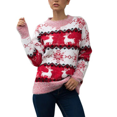 Casual Christmas Sweater For Couples - Loose Knitwear Warm Thicken Matching Sweaters-L