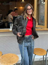 Vestes d'automne chics, courtes, décontractées, à revers et manches longues unies