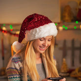 Double-Layer Sequin Sea Style Plush Christmas Decoration Hat Red / One Size Hat-L