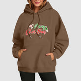 Fall Winter Funny Cute Kangaroo Pocket Long Sleeve Girl’s Christmas Hoodie Brown / S Hoodies-L