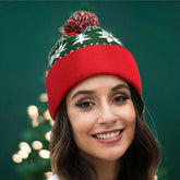 Winter Warm Fur Ball Knitted Christmas Hat Hat-L