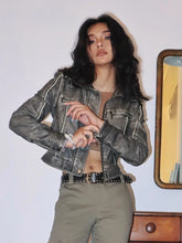 Vestes courtes en cuir délavé vintage, coupe slim tendance