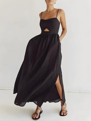 Robe maxi fendue et découpée