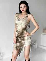 Robe mini à capuche cyberpunk