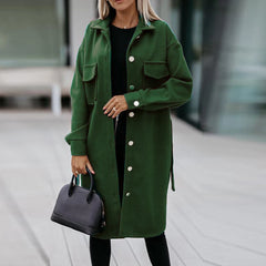 Manteaux d'automne-hiver élégants et chauds à manches longues en mélange de laine, style vintage