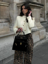 Manteaux élégants en tweed uni, col rond, simple boutonnage, manches longues