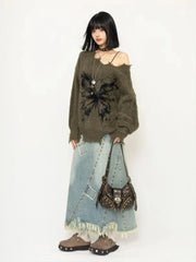 Pull duveteux fée grunge papillon