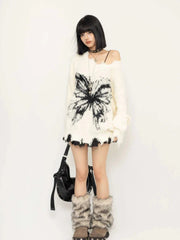 Pull duveteux fée grunge papillon