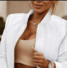 Manteaux d'hiver jacquard ondulés à manches longues pour femme, style bureau, automne-hiver