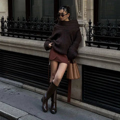 Pull en maille à épaules dénudées