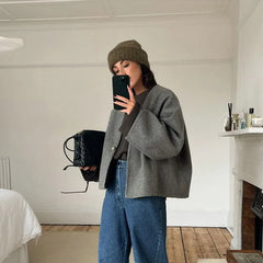 Manteaux chics blancs épais à manches longues en fausse laine