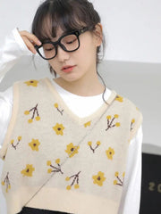 Gilet court à fleurs