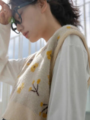 Gilet court à fleurs