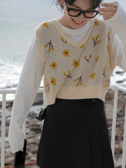 Gilet court à fleurs