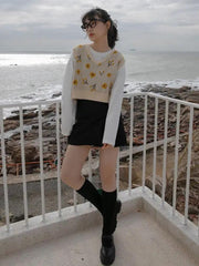 Gilet court à fleurs