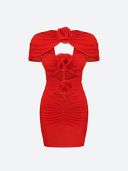 Robe mini en résille à découpes florales