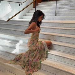 Floral Ruched Maxi Dress