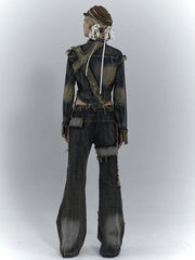 Jeans grunge à patchs croisés