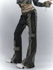 Jeans grunge à patchs croisés