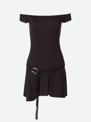 Robe mini grunge à épaules dénudées