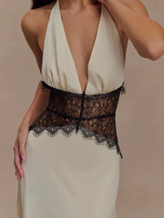 Robe maxi dos nu à col halter