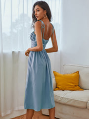 KittenAlarm - Knot Straps Ruched Bust Cami Dress