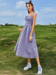 KittenAlarm - Knot Straps Ruched Bust Cami Dress